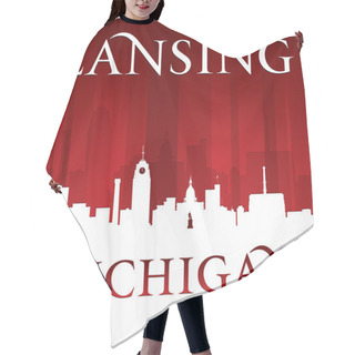 Personality  Lansing Michigan City Silhouette Red Background  Hair Cutting Cape