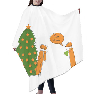 Personality  Christmas Dachshunds Hair Cutting Cape