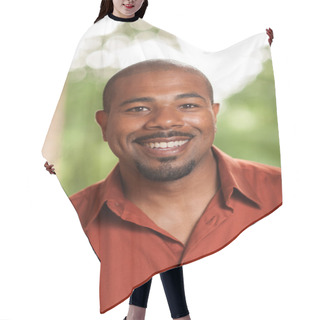 Personality  Happy African American Man Hair Cutting Cape