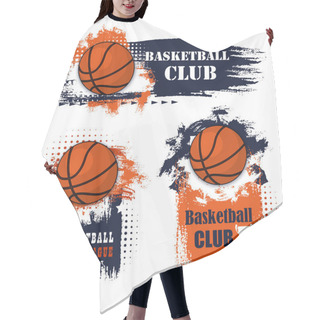 Personality  Basketball Sport Grunge Symbols With Ball Hair Cutting Cape