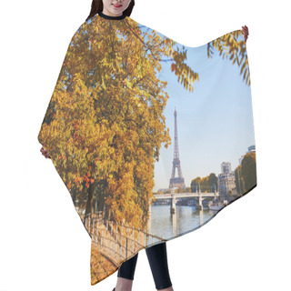 Personality  Scenic View Of The Eiffel Tower Over The River Seine On A Bright Fall Day In Paris, France Hair Cutting Cape