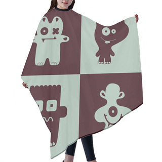 Personality  Vector Collection Of Cartoon Funny Monsters. Hair Cutting Cape