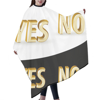 Personality  Vector Gold Yes And No Signs On Black And White Background. Hair Cutting Cape
