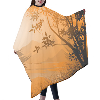 Personality  Tree Silhouette Scene Hair Cutting Cape