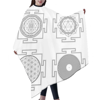 Personality  Monocrome Outline Hindu Yantra Illustrations Se Hair Cutting Cape