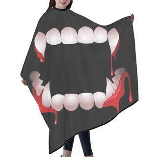 Personality  Vector Illustration Of Bloody Vampire Teeth On Black Background, Halloween, Horror Theme Hair Cutting Cape