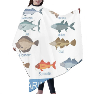 Personality  Marine Fish Identification Slate With Names Hair Cutting Cape