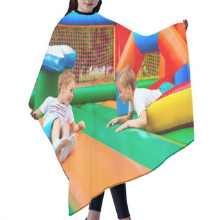 Personality  Happy Kids Having Fun On Inflatable Attraction Playground Hair Cutting Cape