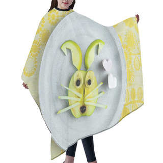 Personality  Fruit Salad For Children In The Form Of A Rabbit. Hair Cutting Cape