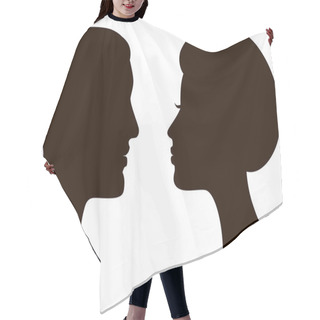Personality  Man And Woman Faces Vector Profiles Hair Cutting Cape