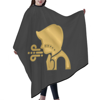 Personality  Breathing Gold Plated Metalic Icon Or Logo Vector Hair Cutting Cape