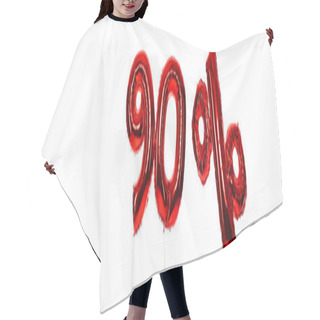 Personality  Number 90 And Percent Sign Red Balloons Isolated On White, Panoramic Shot Hair Cutting Cape