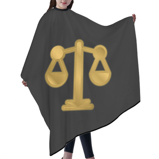 Personality  Balance Gold Plated Metalic Icon Or Logo Vector Hair Cutting Cape