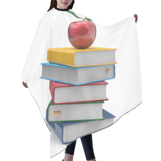 Personality  Textbooks Book Stack Blank Different Multicolor And Apple Hair Cutting Cape