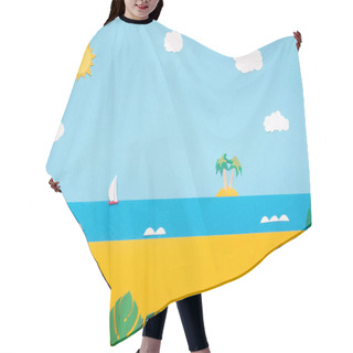 Personality  Tropical Island With Empty Beach And Blue Ocean In Summer Hair Cutting Cape