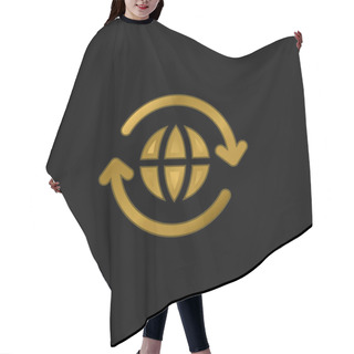Personality  Around The World Gold Plated Metalic Icon Or Logo Vector Hair Cutting Cape