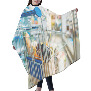 Personality  Shopping Cart With Purchases In Supermarket Hair Cutting Cape