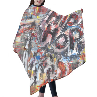 Personality  Hip Hop Abstract Painting Hair Cutting Cape