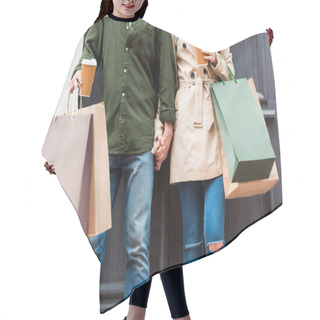 Personality  Couple With Shopping Bags On Street Hair Cutting Cape