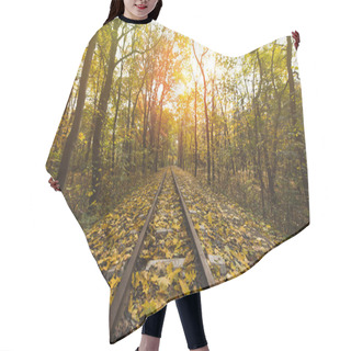 Personality  Railroad In Autumn Forest Hair Cutting Cape