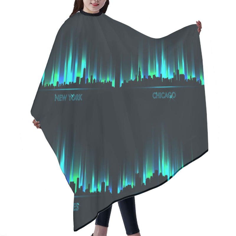 Personality  Neon Skyline American Cities Hair Cutting Cape