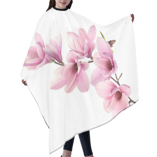 Personality  Beautiful Pink Magnolia Flowers On White Background Hair Cutting Cape
