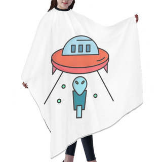 Personality  Alien, Space, Ufo, Spaceship, Mars Flat Color Icon Vector Hair Cutting Cape