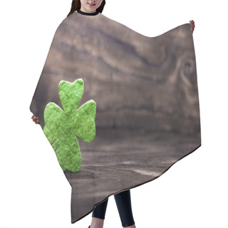 Personality  Green Clover Leaf On Wooden Background Hair Cutting Cape