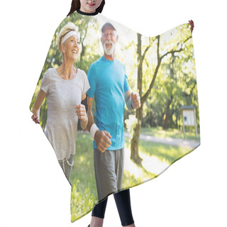 Personality  Beautiful Sporty Senior Couple Staying Fit With Running And Jogging Hair Cutting Cape