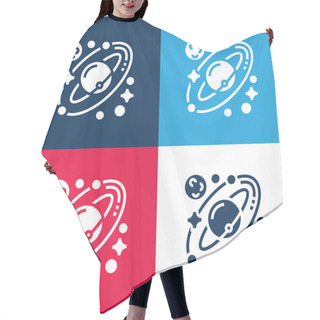 Personality  Astronomy Blue And Red Four Color Minimal Icon Set Hair Cutting Cape