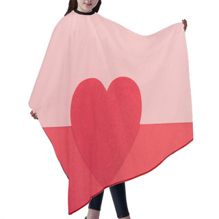 Personality  Top View Of Paper Heart On Red And Pink Background Hair Cutting Cape