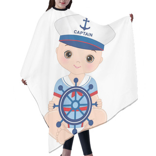 Personality  Vector Cute Baby Boy Dressed In Nautical Style Hair Cutting Cape