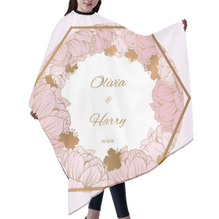 Personality  Trendy Flower Vector Design. Pastel Peony With Golden Flowers Background. EPS10 Hair Cutting Cape
