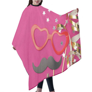 Personality  Fun Party Props On A Pink Background. Wedding, Hen Do Party Phot Hair Cutting Cape