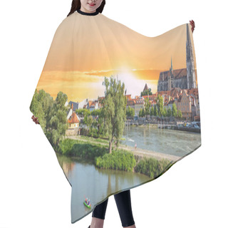 Personality  Panoramic View Of Regensburg At Sunset Hair Cutting Cape