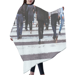 Personality  Partial View Of People Crossing Road In New York, Usa Hair Cutting Cape