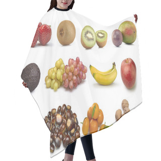 Personality  Collection Of Some Fruits Isolated Hair Cutting Cape