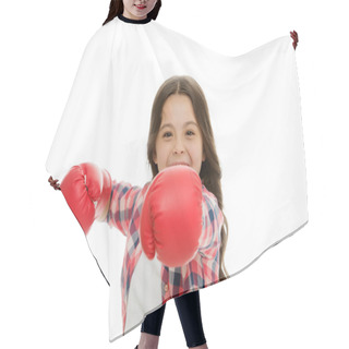 Personality  Girl Boxing Gloves Ready To Fight. Kid Strong And Independent Girl. Feel Powerful. Girls Power Concept. Feminist Upbringing And Female Rights. Fight For Her Rights. Female Rights And Liberties Hair Cutting Cape