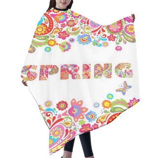 Personality  Background With Flowers Print And Spring Lettering Hair Cutting Cape
