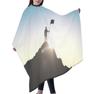 Personality  Silhouette Of Businessman With Flag On Mountain Hair Cutting Cape
