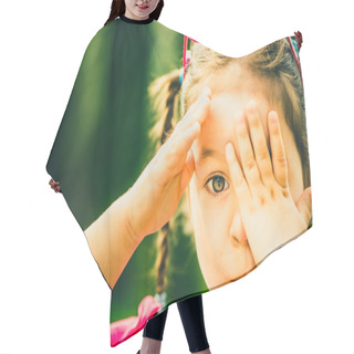 Personality  Happy Little Pretty Girl Outdoor In The Park Hair Cutting Cape