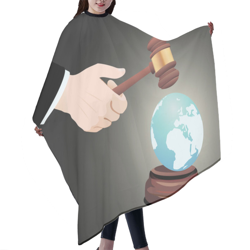 Personality  Justice Gavel With Earth Globe Hair Cutting Cape