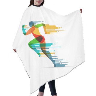 Personality  Running Man, Sport Colorful Poster, Icon With Splashes, Shapes Hair Cutting Cape