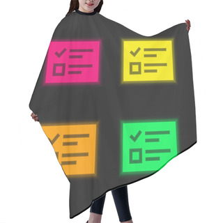 Personality  Ballot Four Color Glowing Neon Vector Icon Hair Cutting Cape