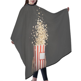 Personality  Woman Holding Bucket Of Popcorn Hair Cutting Cape