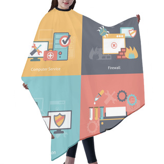 Personality  Computer Repair Flat Icons Composition Hair Cutting Cape