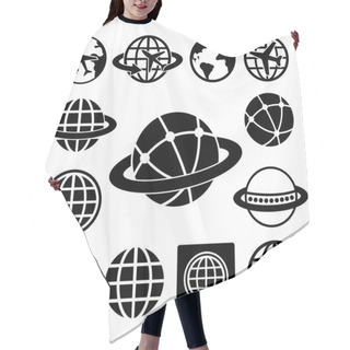 Personality  Globe Icons Set Hair Cutting Cape
