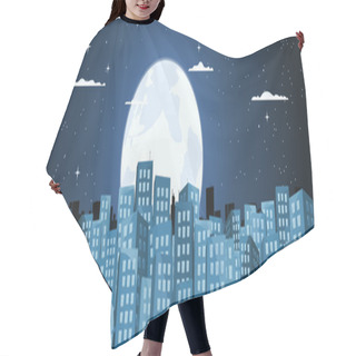 Personality  Cartoon Buildings Background In The Moonlight Hair Cutting Cape