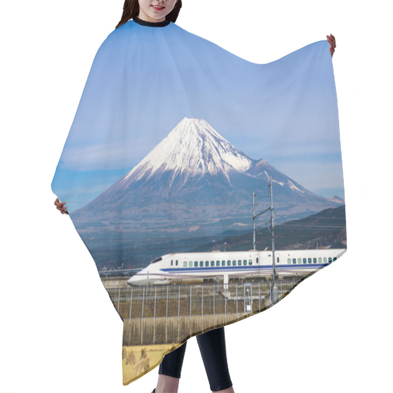 Personality  Fuji And High Speed Train Hair Cutting Cape