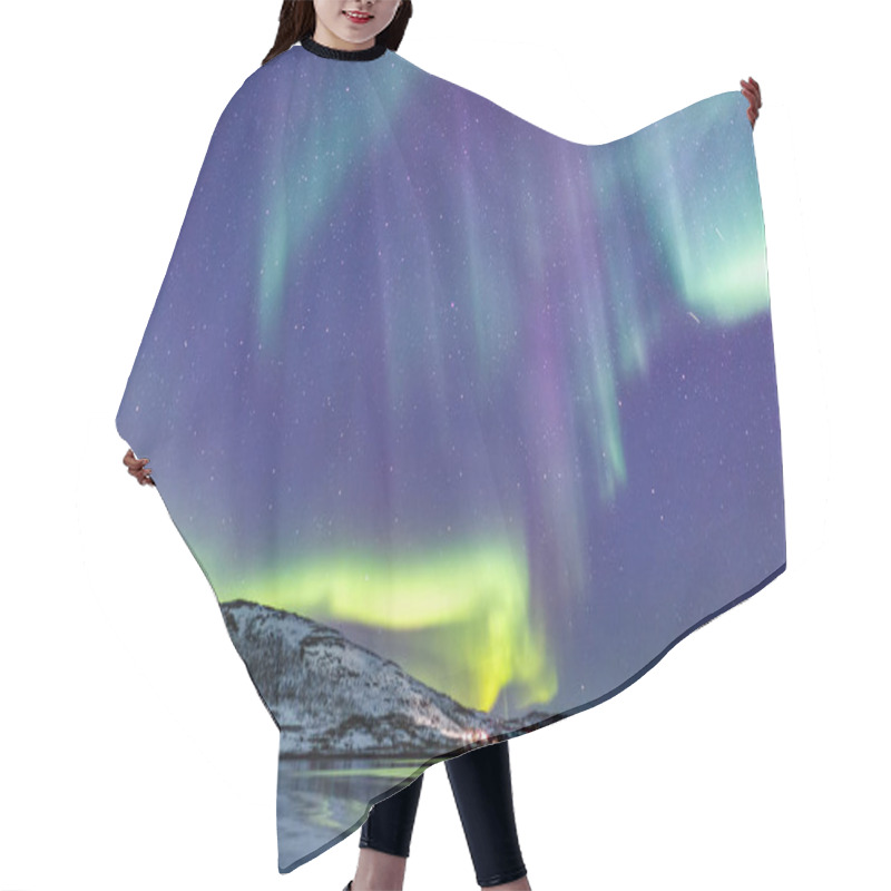 Personality  Incredible Northern Lights Aurora Borealis Activity Above The Coast In Norway Hair Cutting Cape